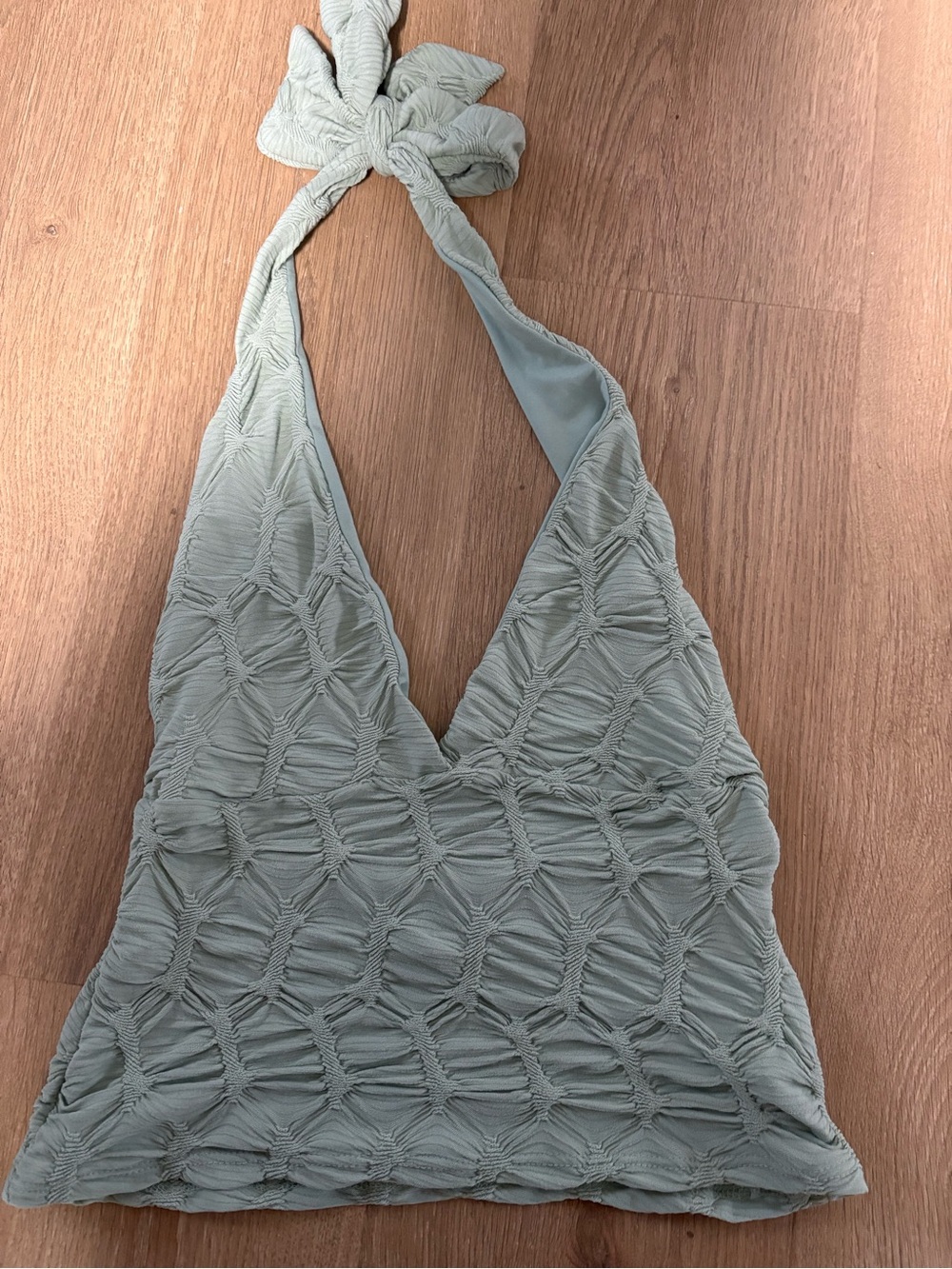 See You Monday Sage Textured Halter Tank Top